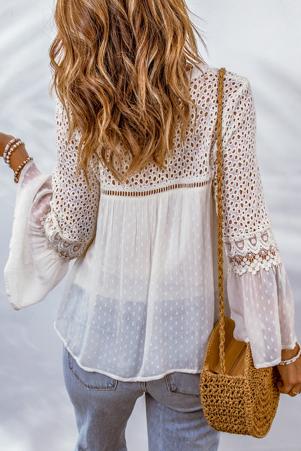 Eyelet Tassel Tie Flare Sleeve Boho Blouse [Spirit and Rebel]   