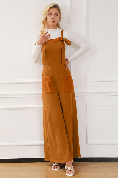 Pocketed Square Neck Wide Strap Jumpsuit [Spirit and Rebel]   