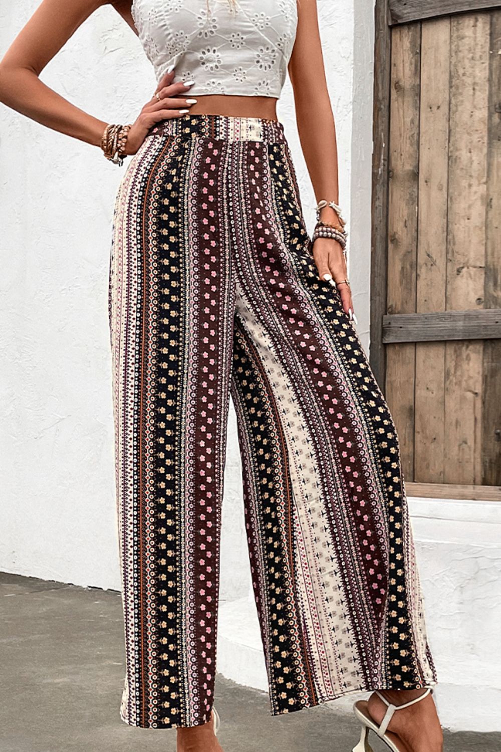 Boho Style Floral High Waist Wide Leg Pants [Spirit and Rebel]   