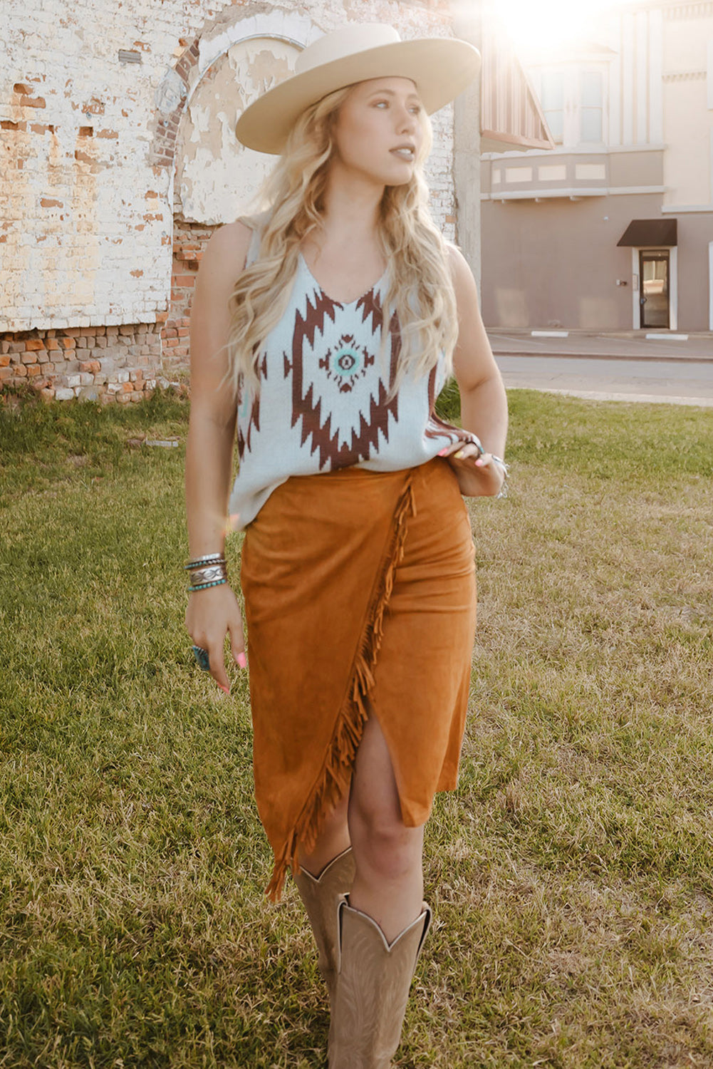 Boho Fringe Trim Wrap Skirt [Spirit and Rebel]   