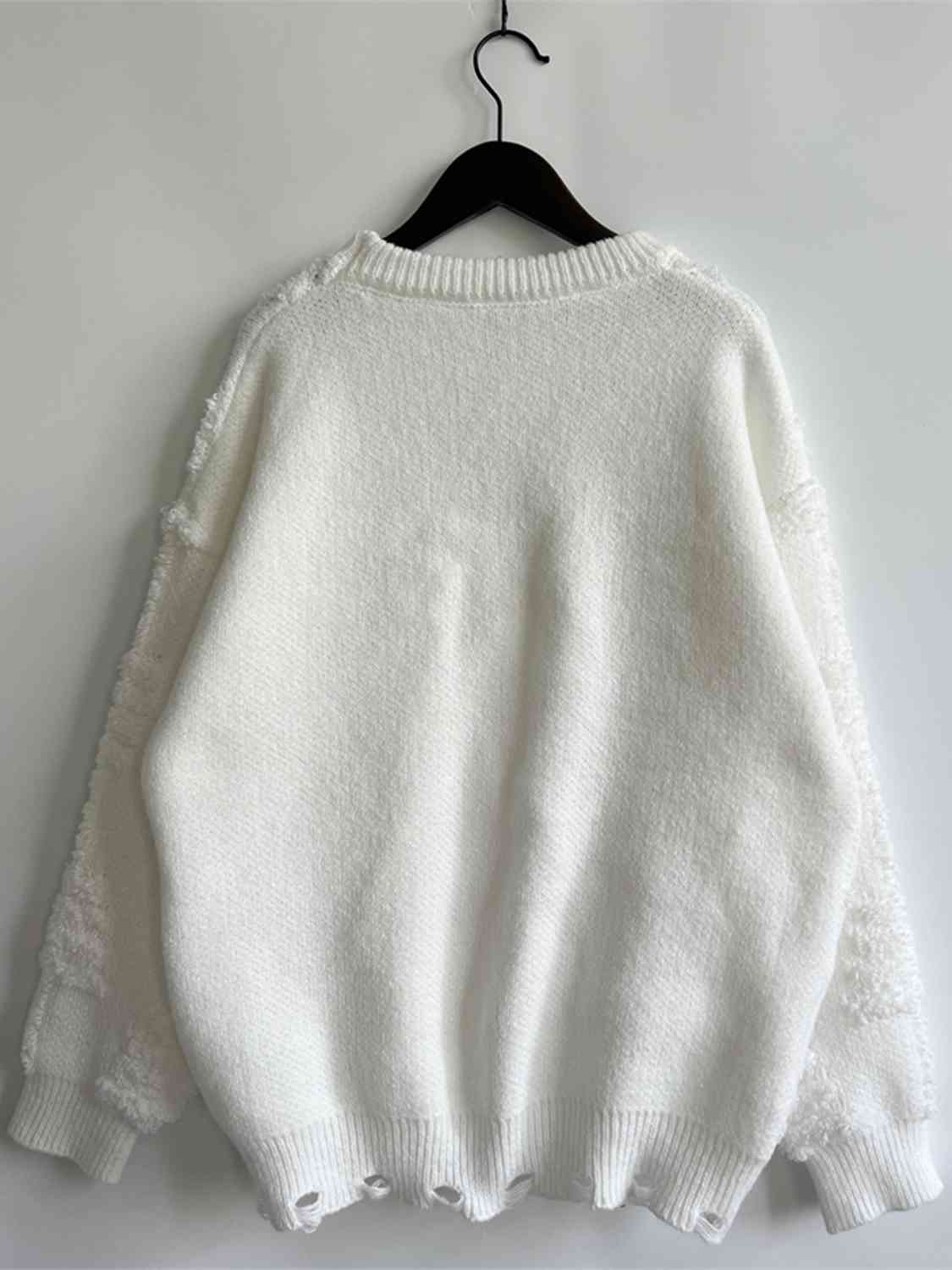 Pearl Detail Round Neck Long Sleeve Sweater [Spirit and Rebel]   