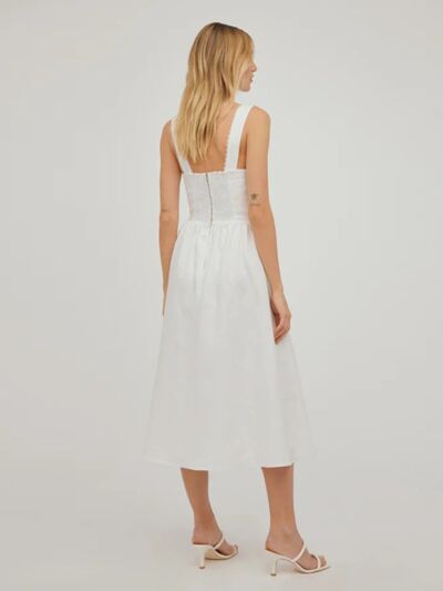 Square Neck Wide Strap Boho chic Midi Dress [Spirit and Rebel]   