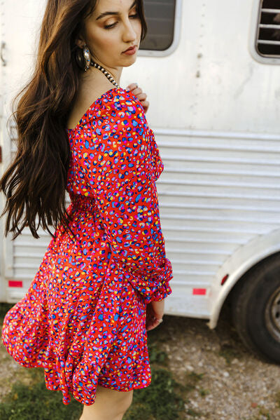 Boho Printed Smocked Flounce Sleeve Dress [Spirit and Rebel]   