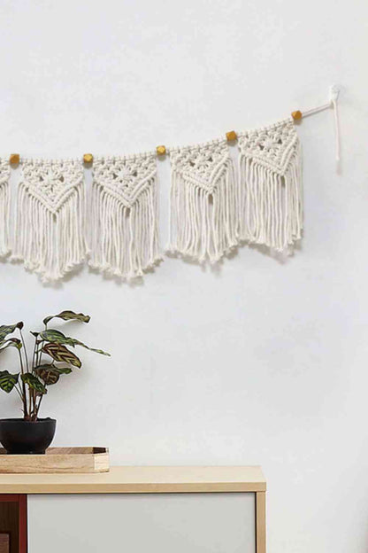 Bead Trim Macrame Fringe Wall Hanging [Spirit and Rebel]   