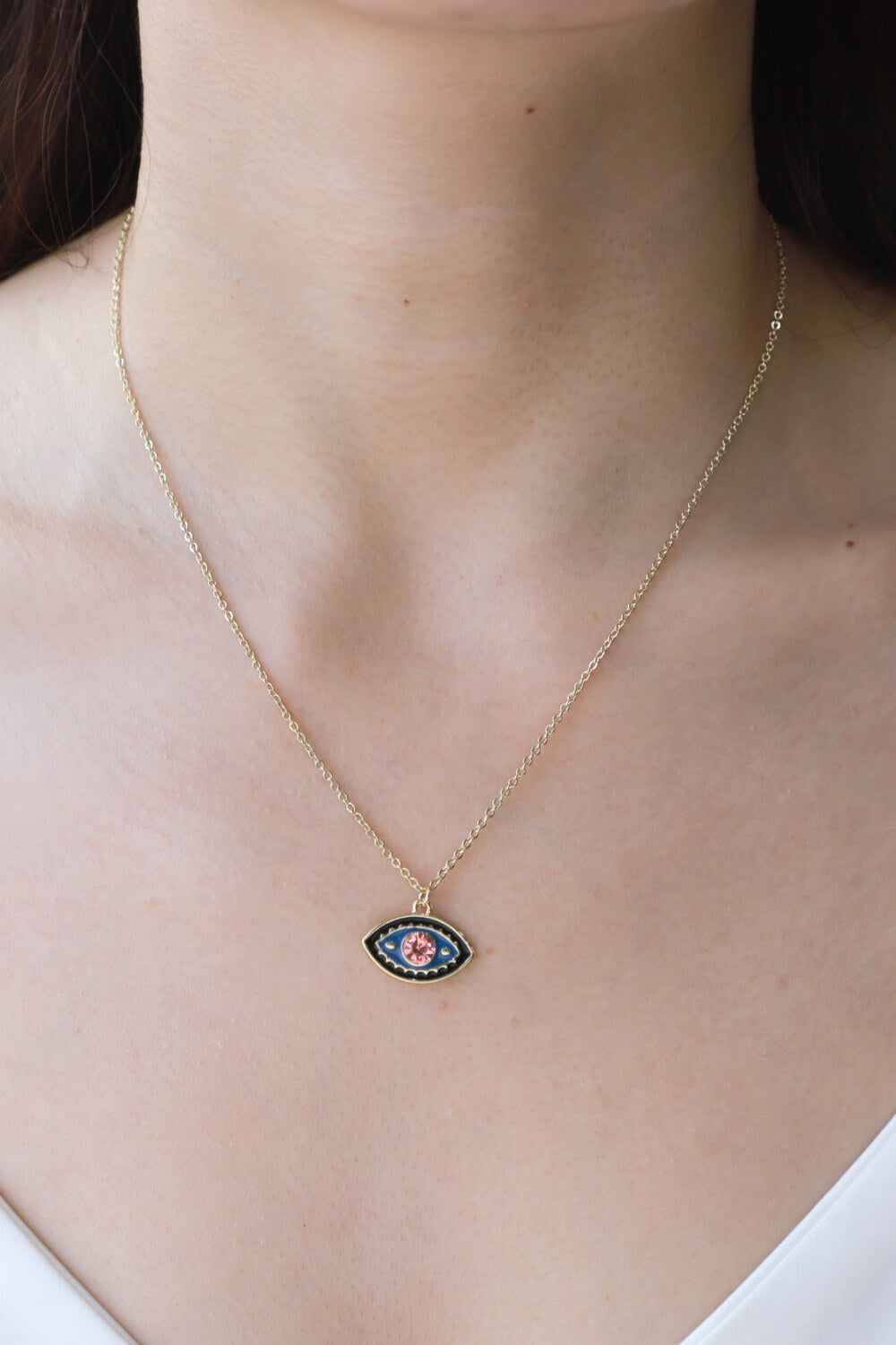 Evil Eye Pendant Gold Plated Chain Boho Necklace [Spirit and Rebel]   