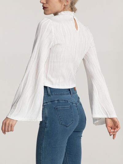 Mock Neck Flare Sleeve Blouse [Spirit and Rebel]   