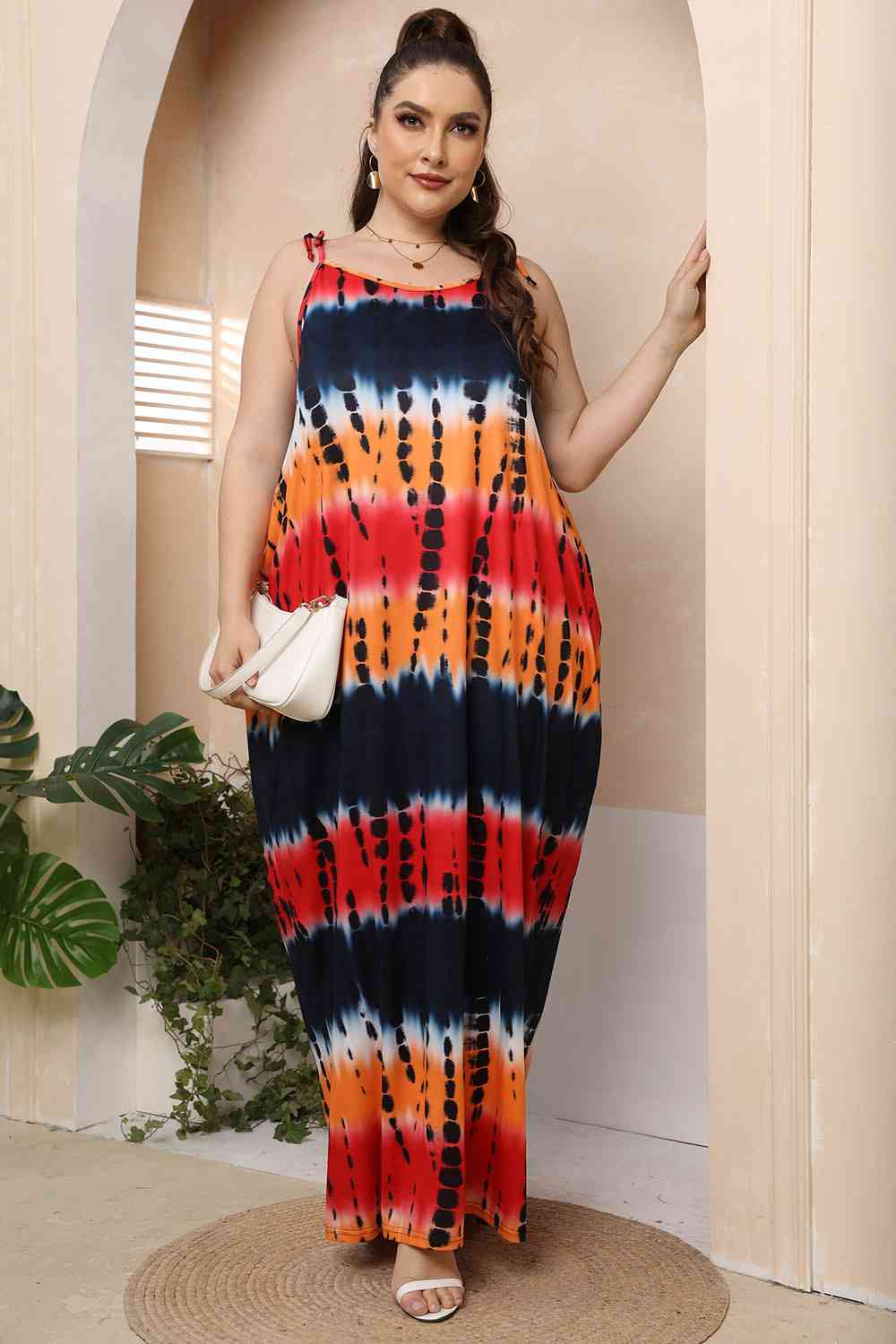 Plus Size Tie-Shoulder Maxi Dress [Spirit and Rebel]   