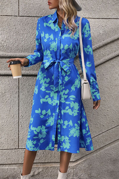 Boho Printed Button Up Tie Waist Dress [Spirit and Rebel]   