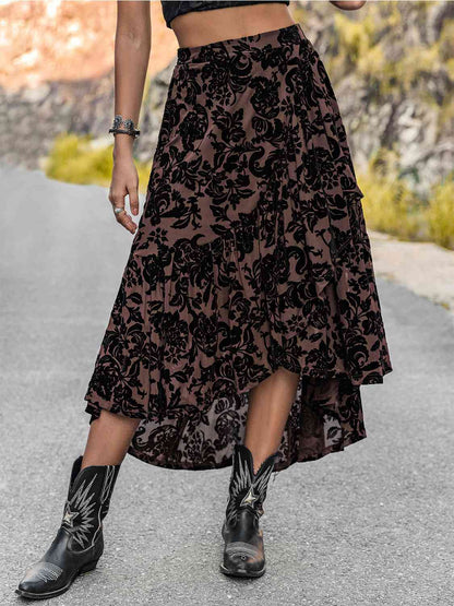 Printed Ruffled Midi Skirt [Spirit and Rebel]   