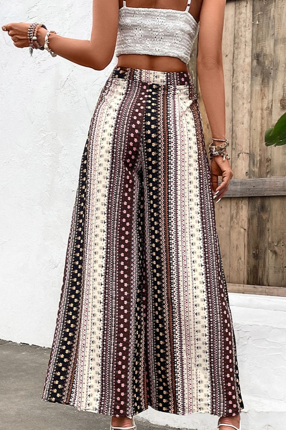 Boho Style Floral High Waist Wide Leg Pants [Spirit and Rebel]   