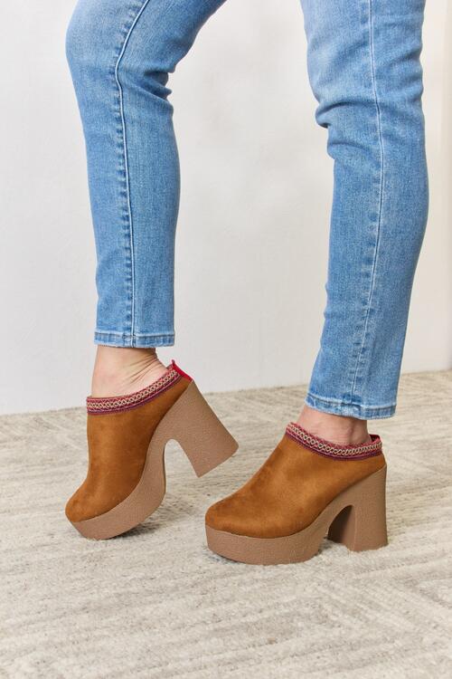 Boho Chic  Legend Footwear Platform Suede Clog Heel [Spirit and Rebel]   