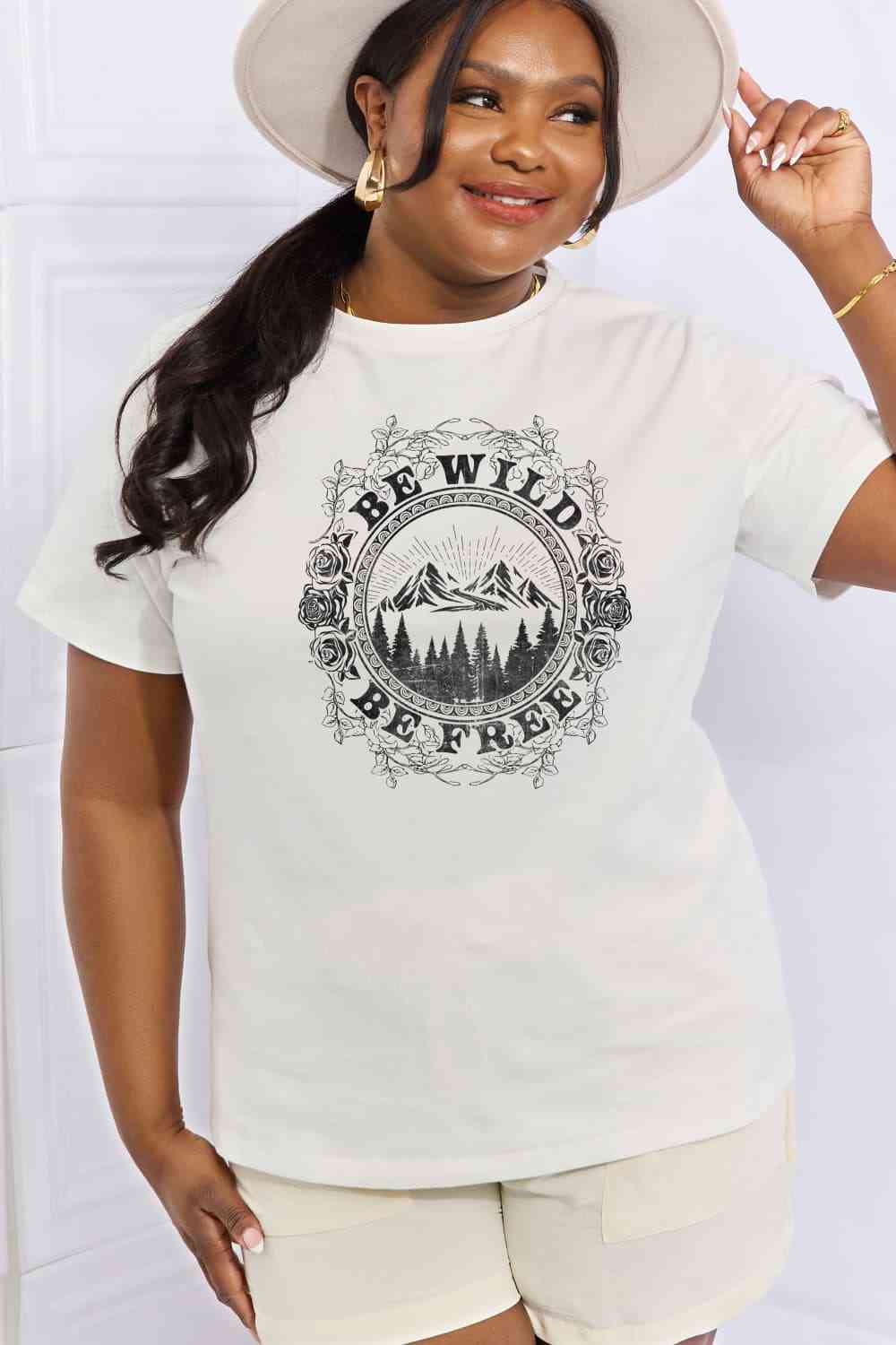 Simply Love Full Size BE WILD BE FREE Graphic Cotton T-Shirt [Spirit and Rebel]   