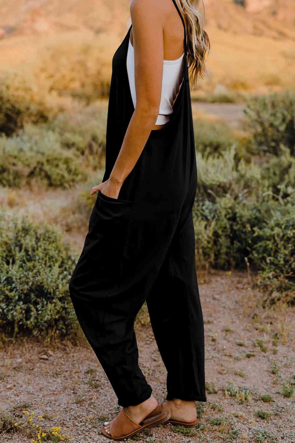 Double Take  V-Neck Sleeveless Jumpsuit with Pocket [Spirit and Rebel]   