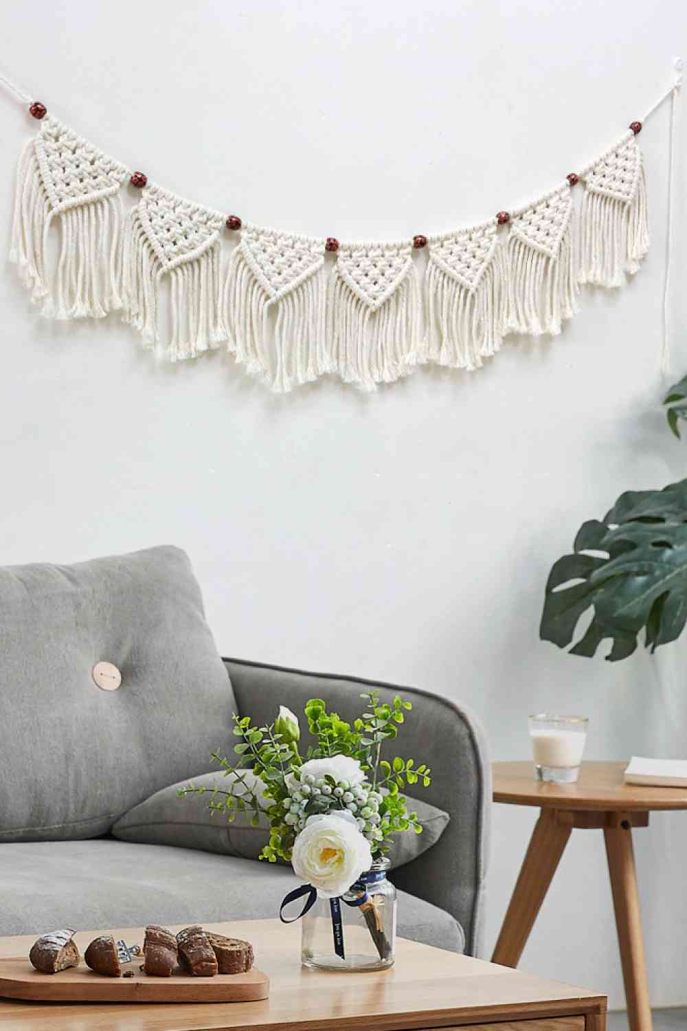 Bead Trim Macrame Fringe Wall Hanging [Spirit and Rebel] Chocolate Beads One Size 