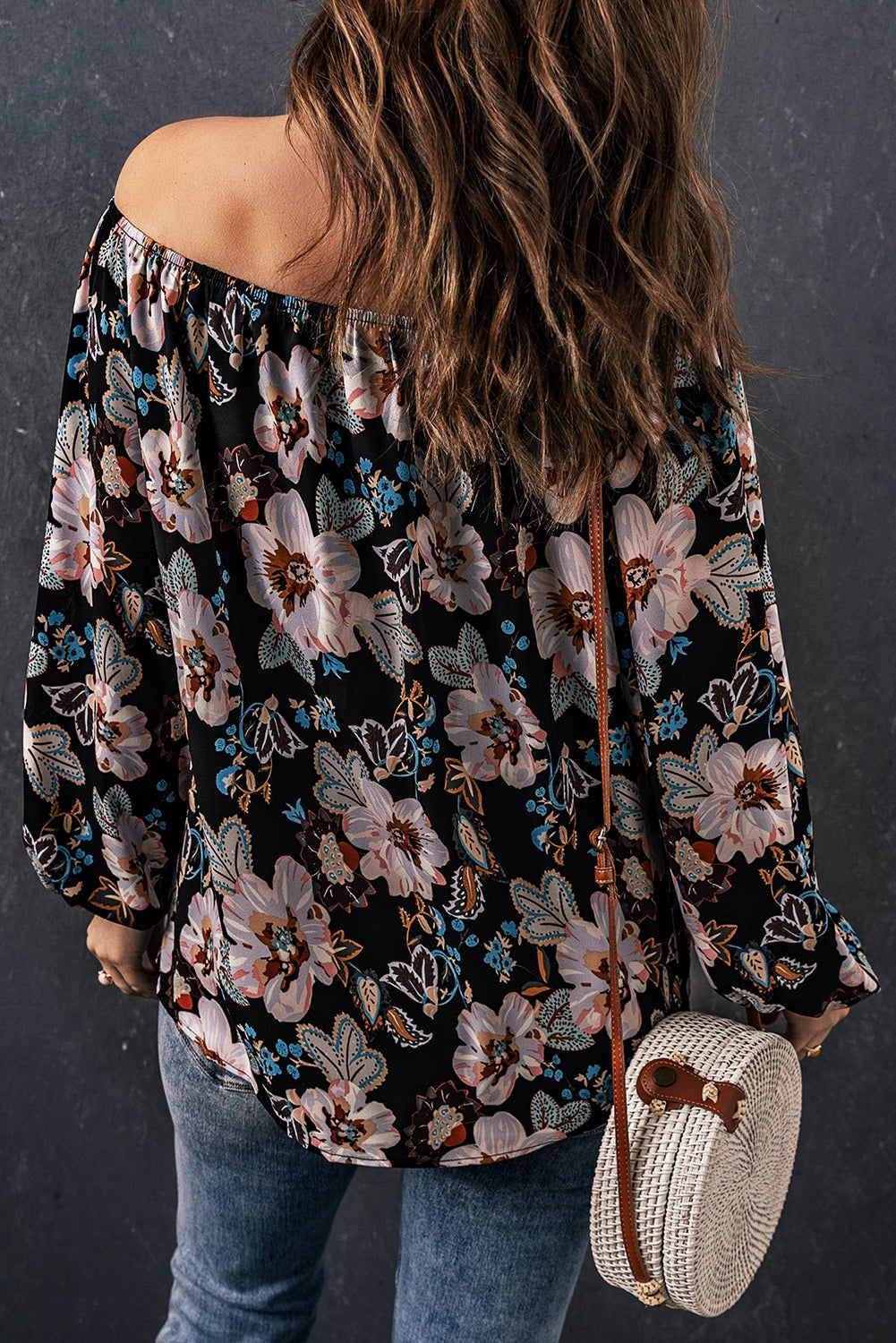 Floral Off-Shoulder Balloon Sleeve Hippie Clothes Blouse [Spirit and Rebel]   