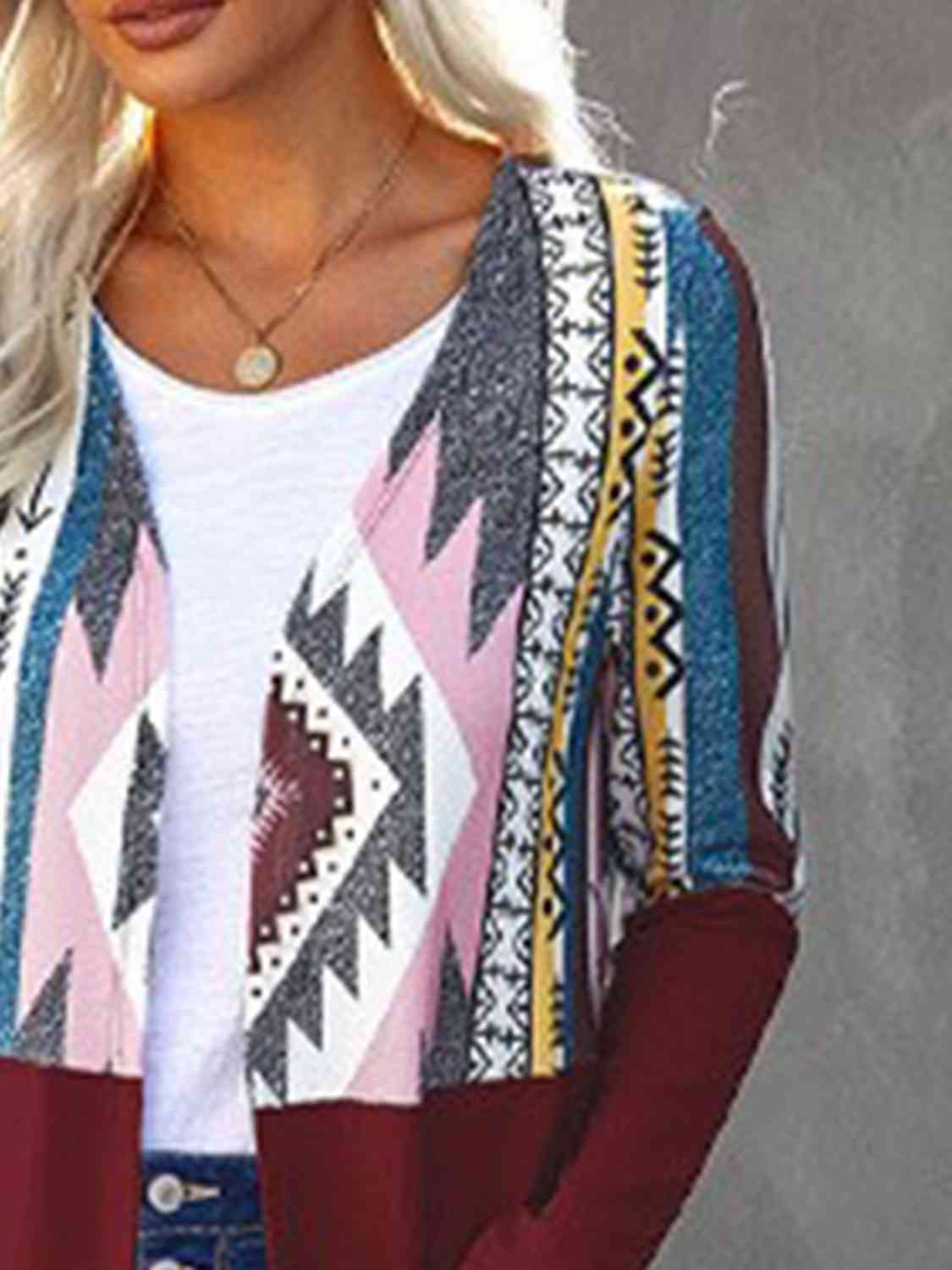 Printed Open Front Cardigan with Pockets [Spirit and Rebel]   