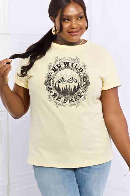 Simply Love Full Size BE WILD BE FREE Graphic Cotton T-Shirt [Spirit and Rebel]   