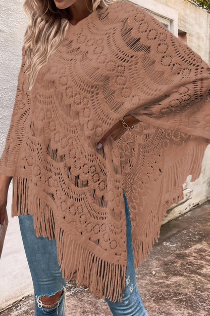 Openwork Fringe Detail Poncho [Spirit and Rebel]   