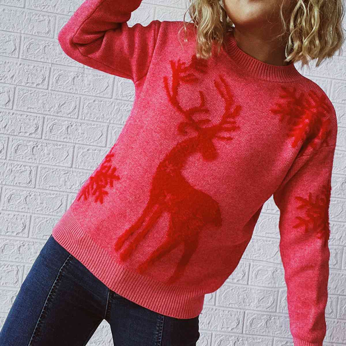 Reindeer and Snowflake Pattern Sweater [Spirit and Rebel]   