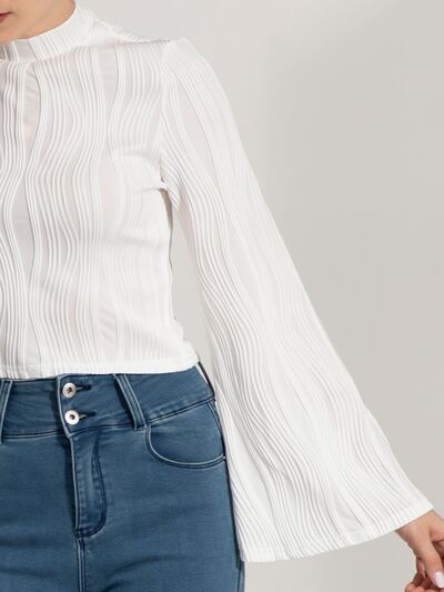 Mock Neck Flare Sleeve Blouse [Spirit and Rebel]   