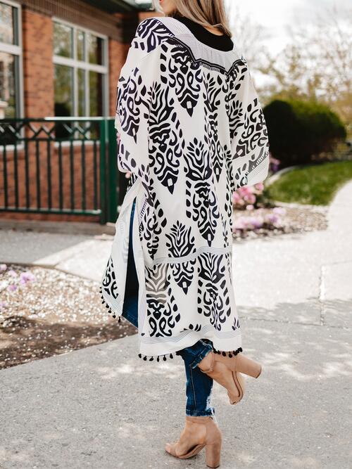 Printed Open Front Slit Cardigan [Spirit and Rebel]   