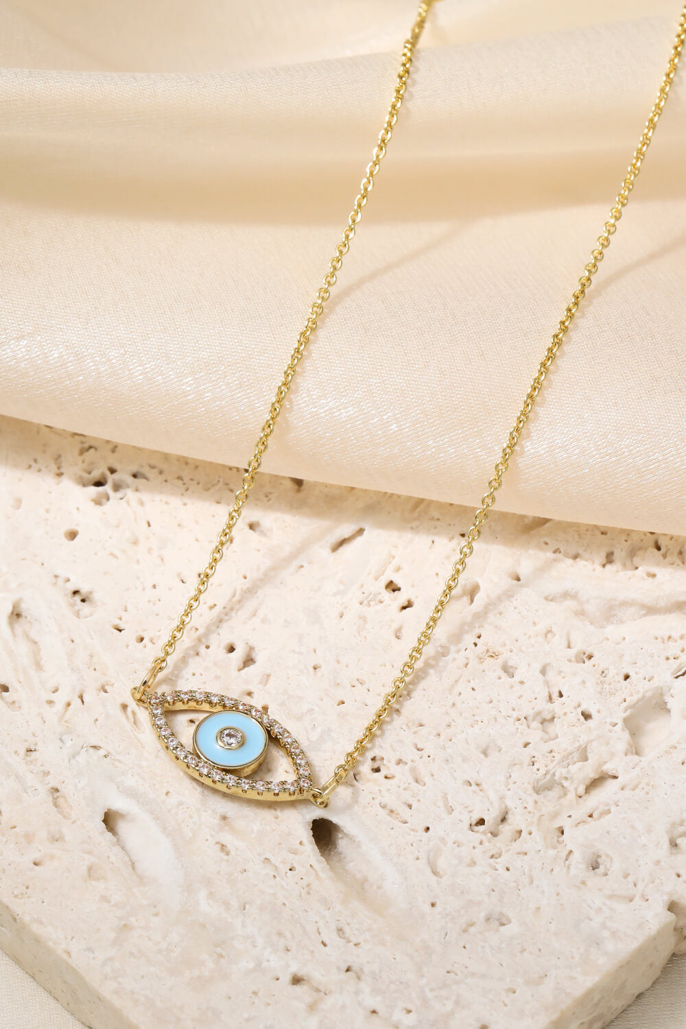 Evil Eye Pendant Gold Plated Chain Boho Necklace [Spirit and Rebel]   