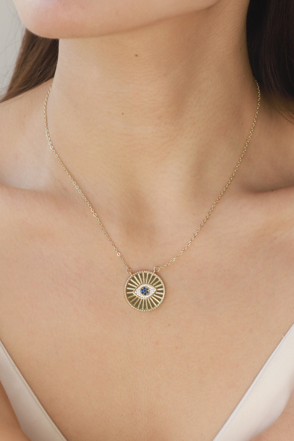 Rhinestone Evil Eye Pendant Boho Necklace [Spirit and Rebel]   