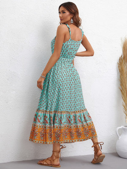 Bohemian Tie Waist Scoop Neck Dress [Spirit and Rebel]   