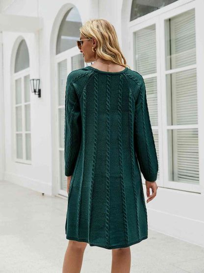 Cable-Knit Long Sleeve Sweater Dress [Spirit and Rebel]   