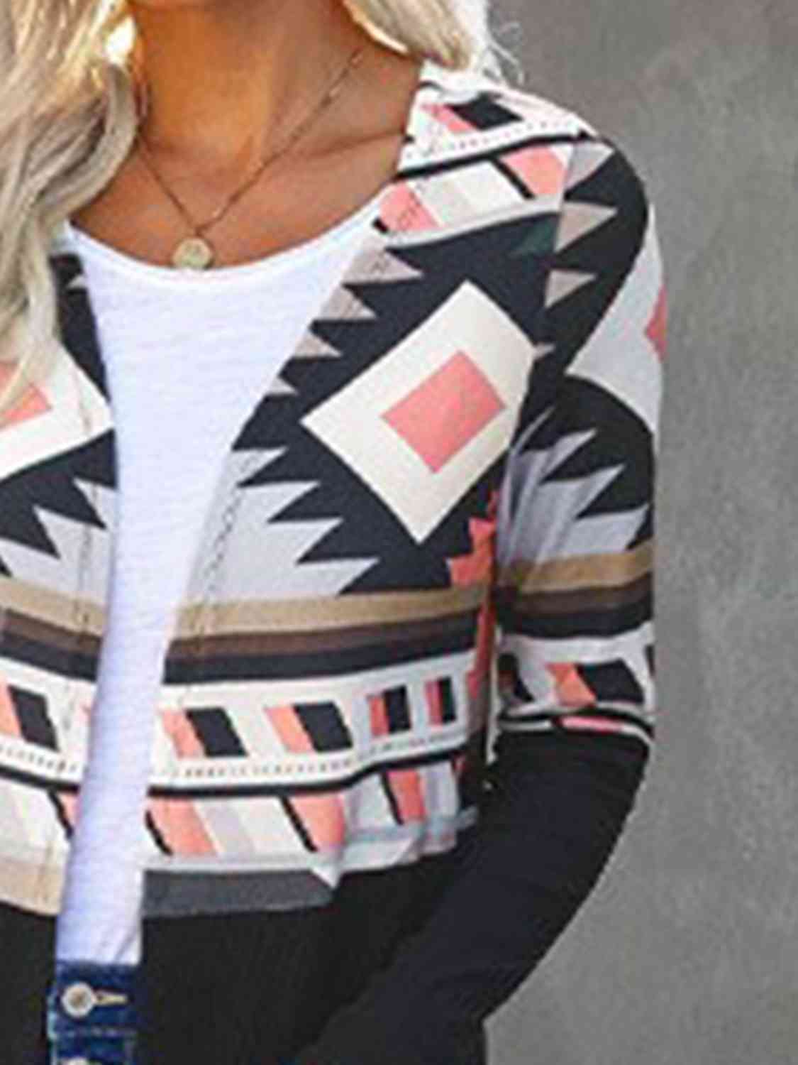 Printed Open Front Cardigan with Pockets [Spirit and Rebel]   