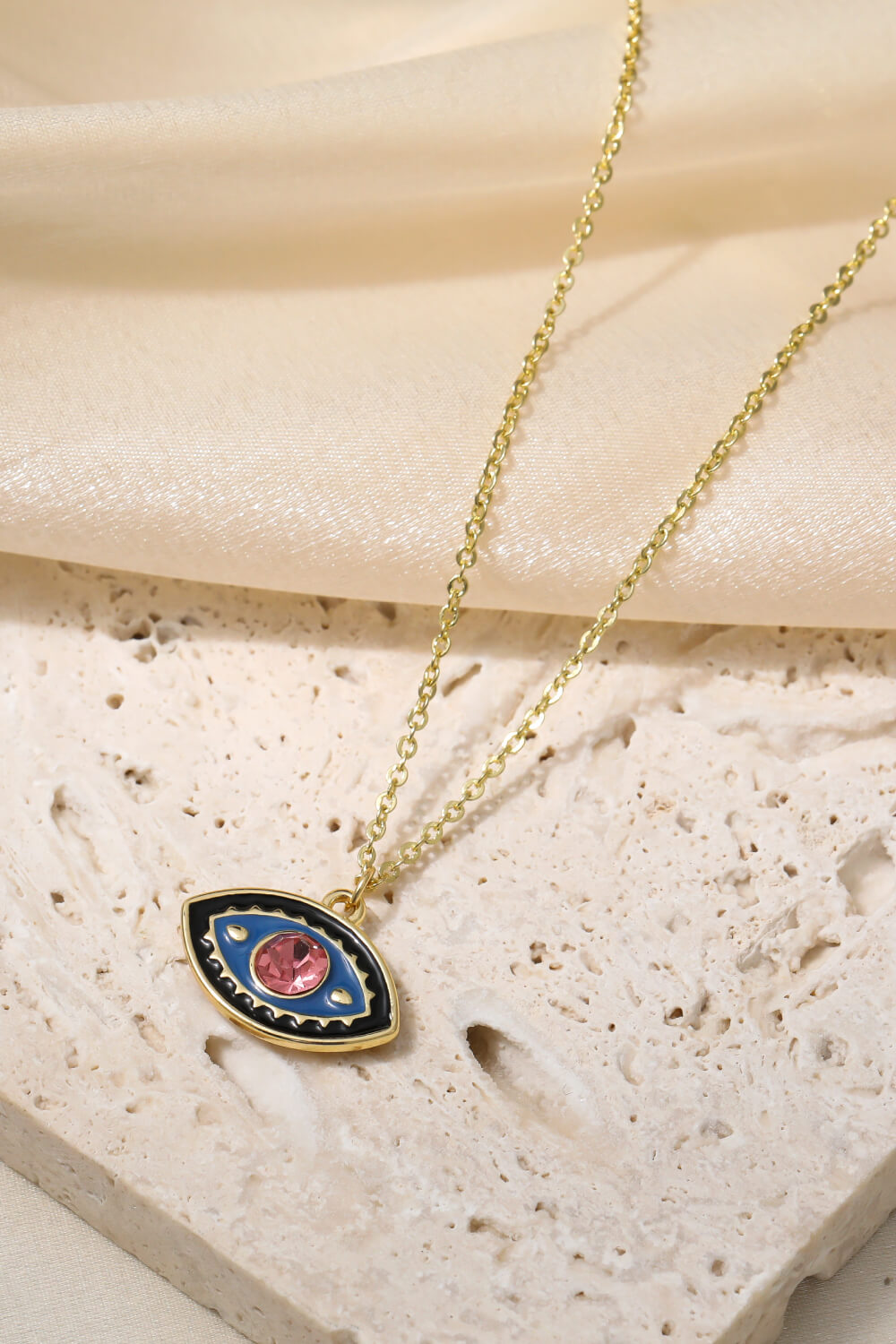 Evil Eye Pendant Gold Plated Chain Boho Necklace [Spirit and Rebel]   