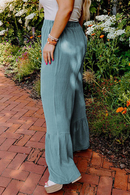 Boho Chic  Plus Size Ruffle Hem Wide Leg Pants [Spirit and Rebel]   