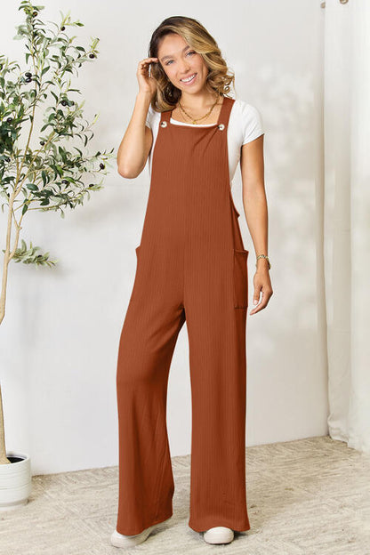 Boho Chic  Double Take Full Size Wide Strap Overall with Pockets [Spirit and Rebel]   