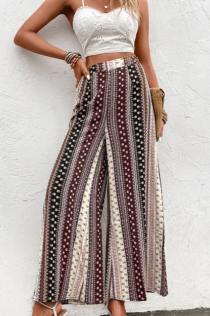 Boho Style Floral High Waist Wide Leg Pants [Spirit and Rebel]   