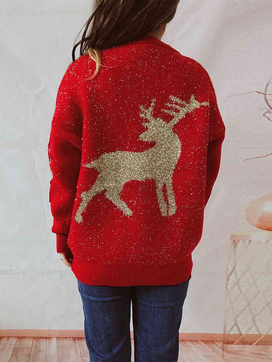 Reindeer Round Neck Long Sleeve Sweater [Spirit and Rebel]   