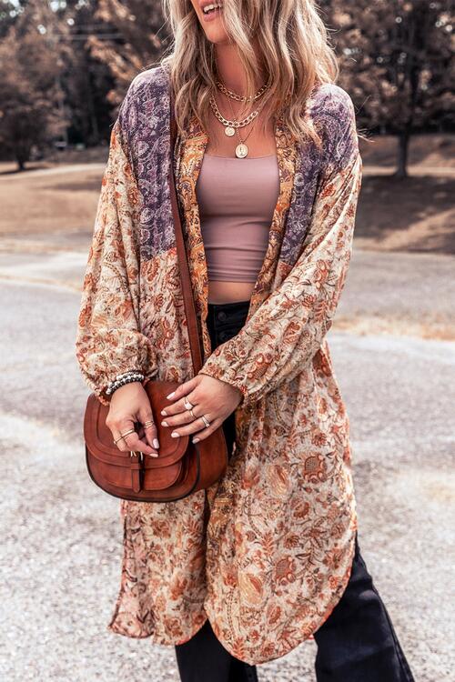 Boho Chic  Floral Tassel Tied Open Front Long Sleeve Cardigan [Spirit and Rebel]   