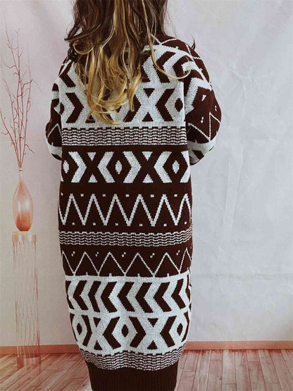 Geometric Button Front Longline Cardigan [Spirit and Rebel]   