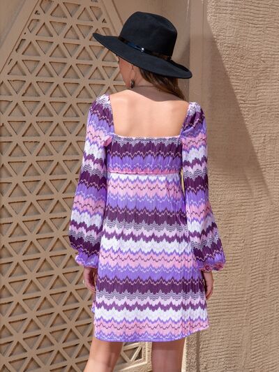 Printed Sweetheart Neck Balloon Sleeve Boho Chic Dress [Spirit and Rebel]   