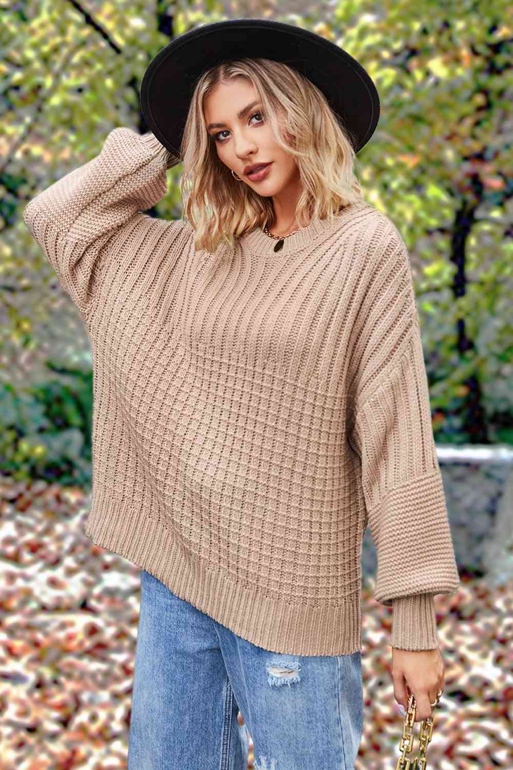 Round Neck Lantern Sleeve Sweater [Spirit and Rebel]   