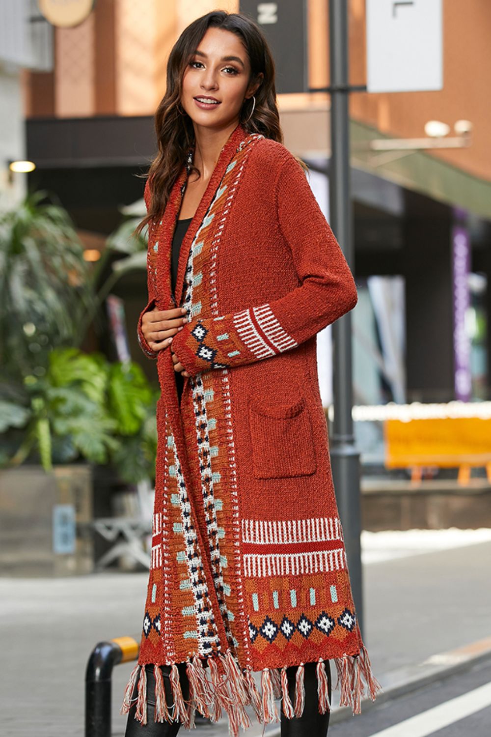 Bohemian Tassel Hem Open Front Duster Boho Cardigan [Spirit and Rebel]   