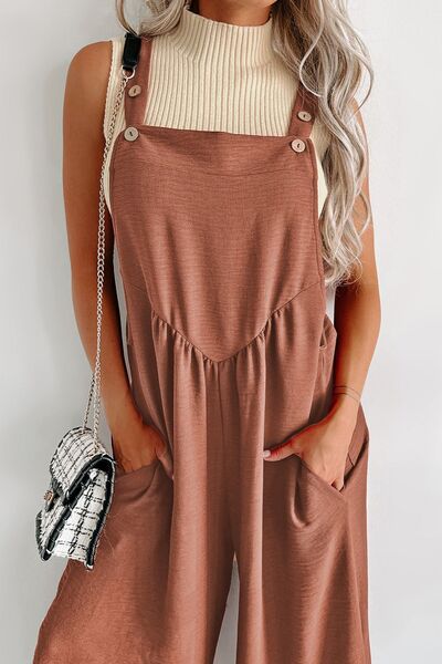 Waffle-knit Wide Leg Overall with Pockets [Spirit and Rebel]   