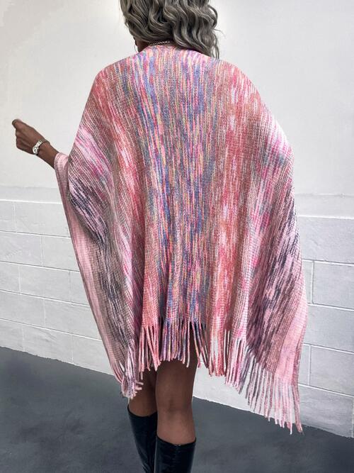 Boho Chic  Heathered Fringe Hem Poncho [Spirit and Rebel]   