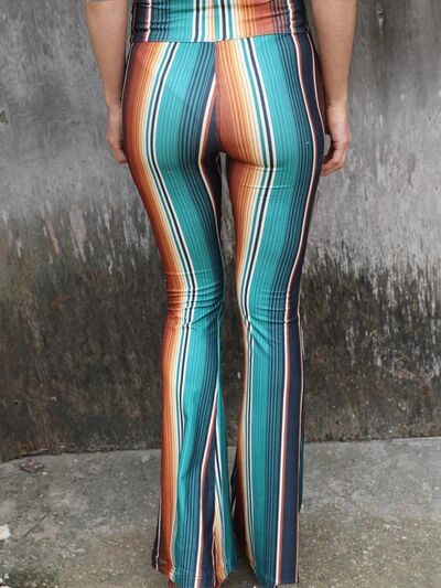 Boho High Waist Striped Bootcut Pants [Spirit and Rebel]   