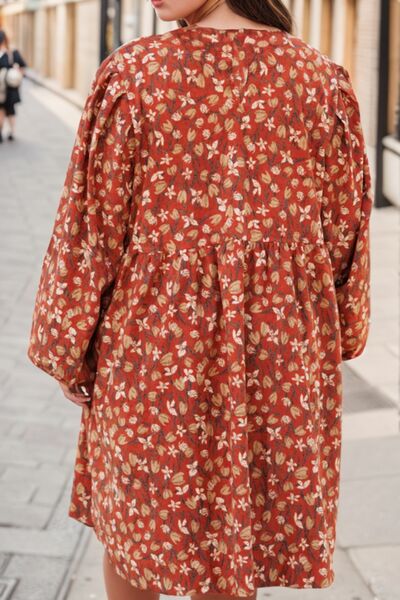 Plus Size Floral Round Neck Dress [Spirit and Rebel]   