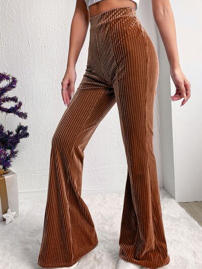 Ribbed High Waist Bootcut Pants [Spirit and Rebel]   