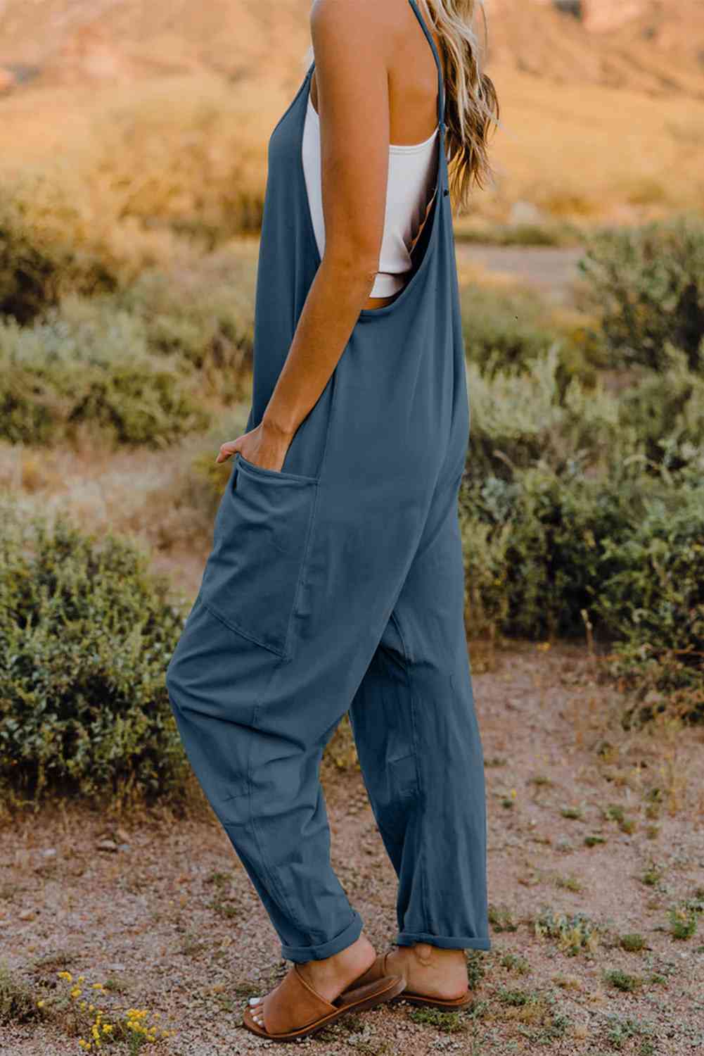 Double Take  V-Neck Sleeveless Jumpsuit with Pocket [Spirit and Rebel]   