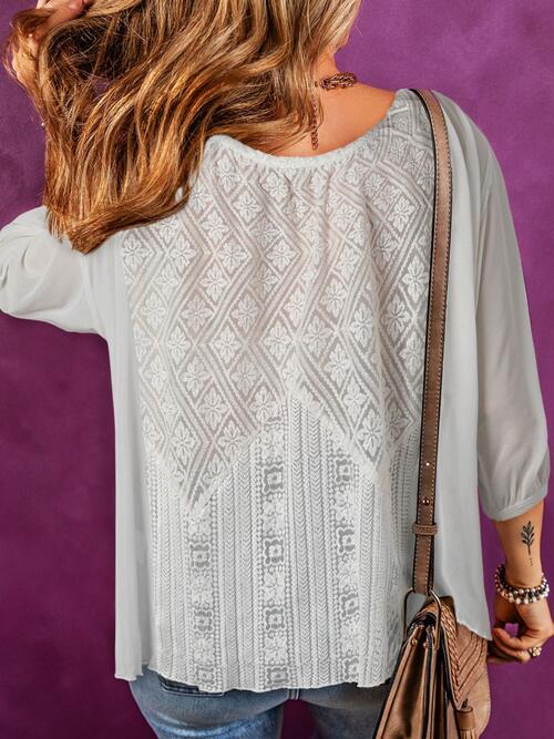 Lace Detail Round Neck Blouse [Spirit and Rebel]   