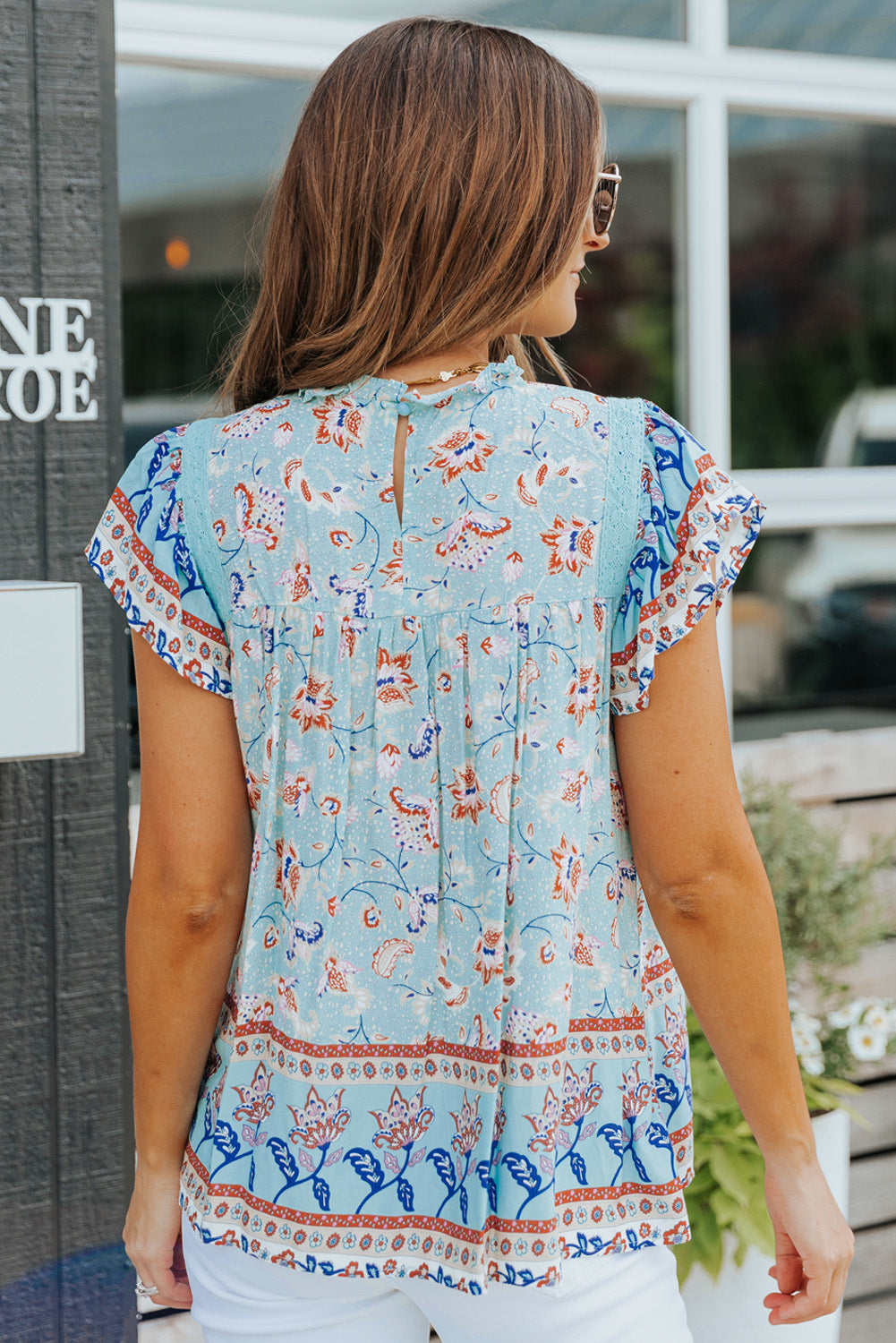 Floral Flutter Sleeve Sleeveless Boho Blouse [Spirit and Rebel]   