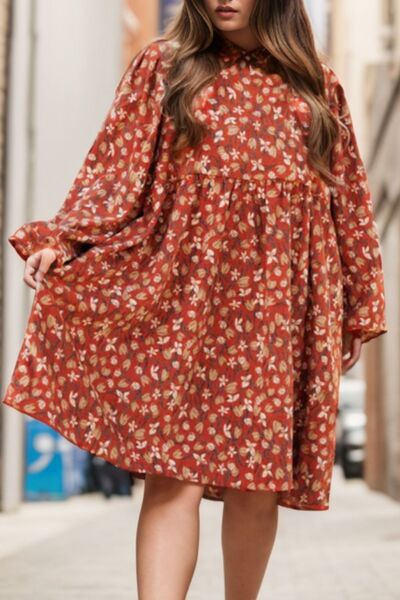 Plus Size Floral Round Neck Dress [Spirit and Rebel]   