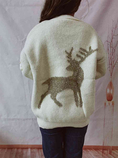 Reindeer Round Neck Long Sleeve Sweater [Spirit and Rebel]   